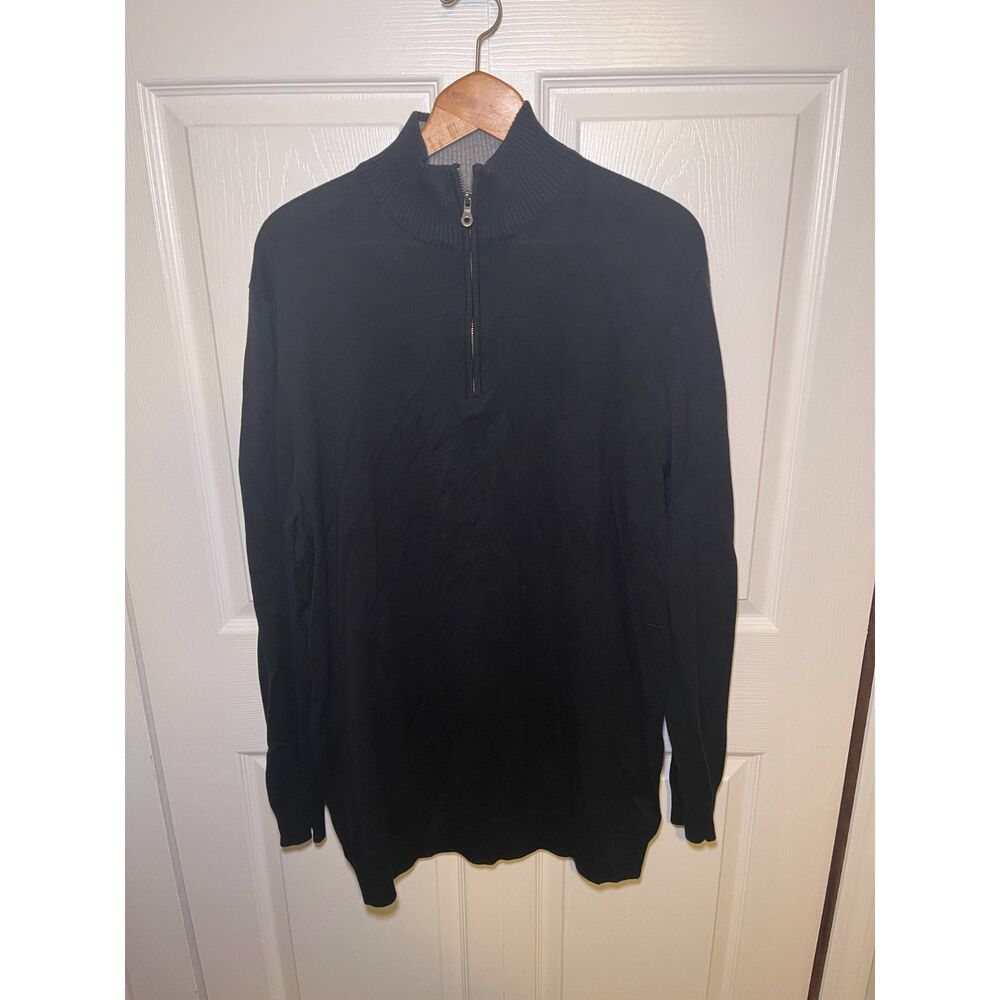 Old Navy Black Quarter Zip Mock Neck Sweater Mens XL Tall Pullover